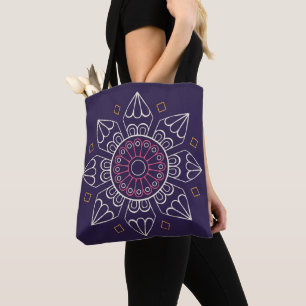 Mandala Tote Bag - Lila geometrische Wiederverwend Tasche
