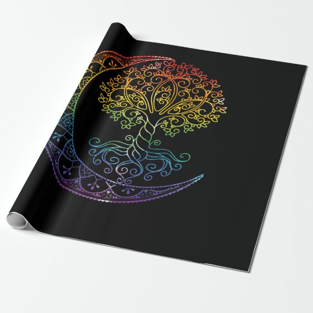 Mandala Tree of Life Tattoo Style Geschenkpapier (Ungerollt)