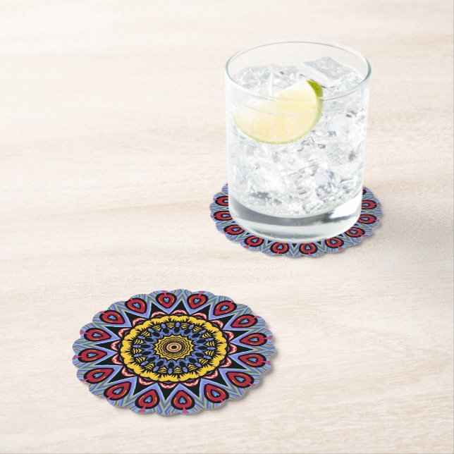 Mandala Trippy Retro Hippie Boho Chic Bohemisch Untersetzer (Vor Ort)