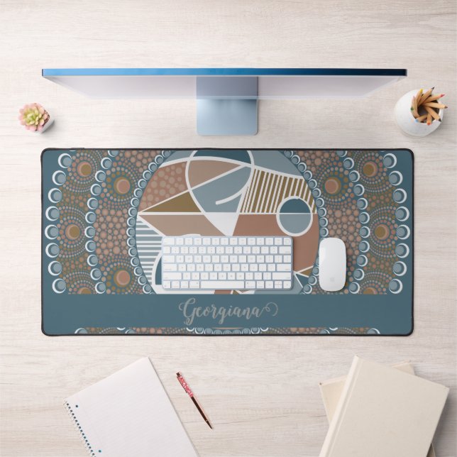 Mandala Turquoise personnalisé et or Abstrait Acce (Bureau 1)