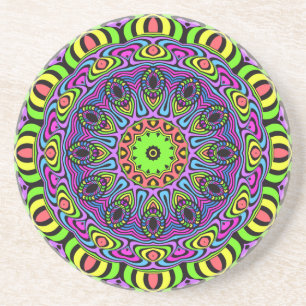 Mandala-Uhr - Neon 1 Untersetzer