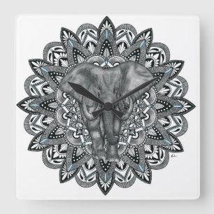 Mandala-Uhr Quadratische Wanduhr
