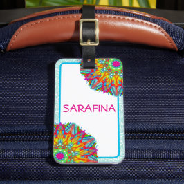 Mandala und Aqua Frame Boho Name Gepäckanhänger