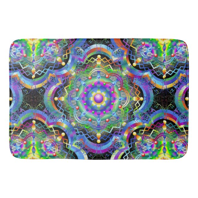 Mandala Universe Psychedelic Colors Badematte (Vorderseite)