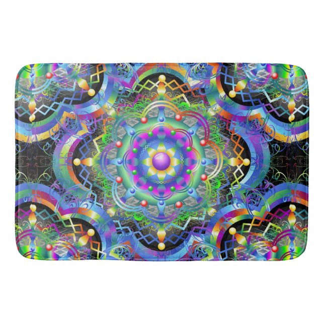 Mandala Universe Psychedelic Colors Badematte (Vorderseite)