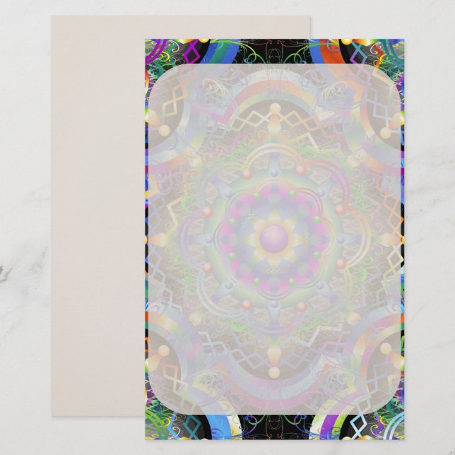 Mandala Universe Psychedelic Colors Briefpapier (Vorne/Hinten)