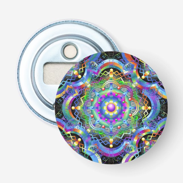 Mandala Universe Psychedelic Colors Flaschenöffner (Vorderseite)