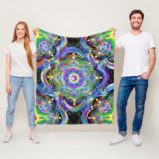 Mandala Universe Psychedelic Colors Fleecedecke (Beispiel)