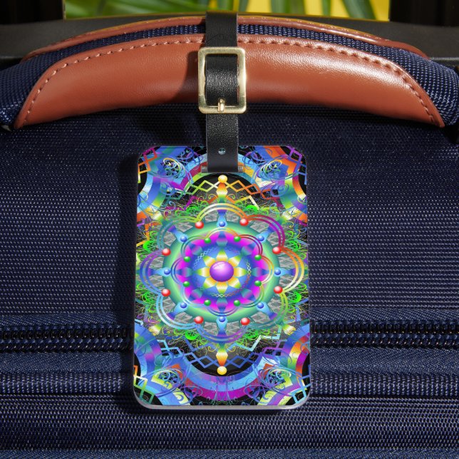 Mandala Universe Psychedelic Colors Gepäckanhänger (Vorderseite Insitu 2)