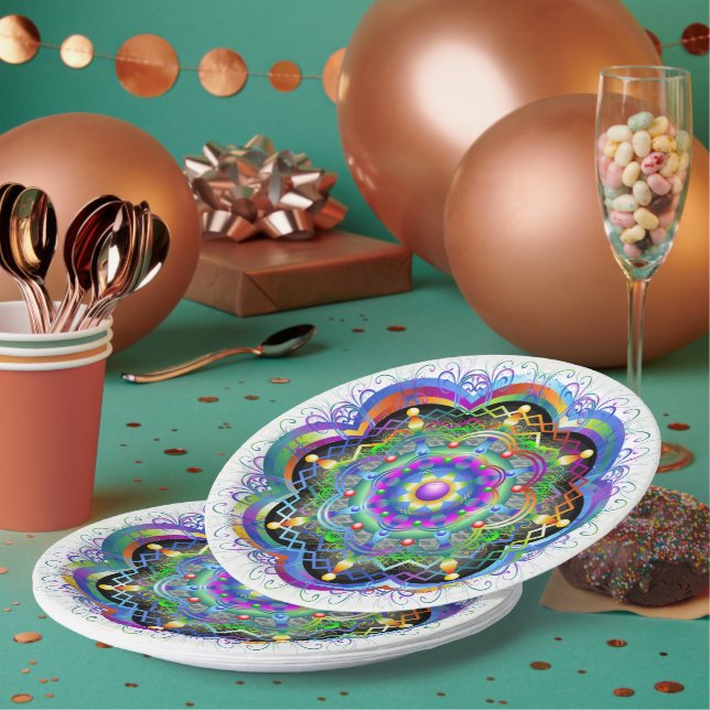 Mandala Universe Psychedelic Colors Pappteller (Multi)