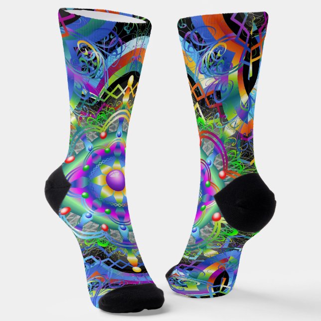 Mandala Universe Psychedelic Colors Socken (Gewinkelt)