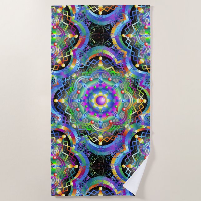 Mandala Universe Psychedelic Colors Strandtuch (Vorderseite)