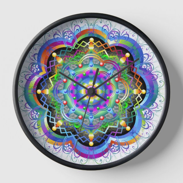 Mandala Universe Psychedelic Colors Uhr (Vorderseite)