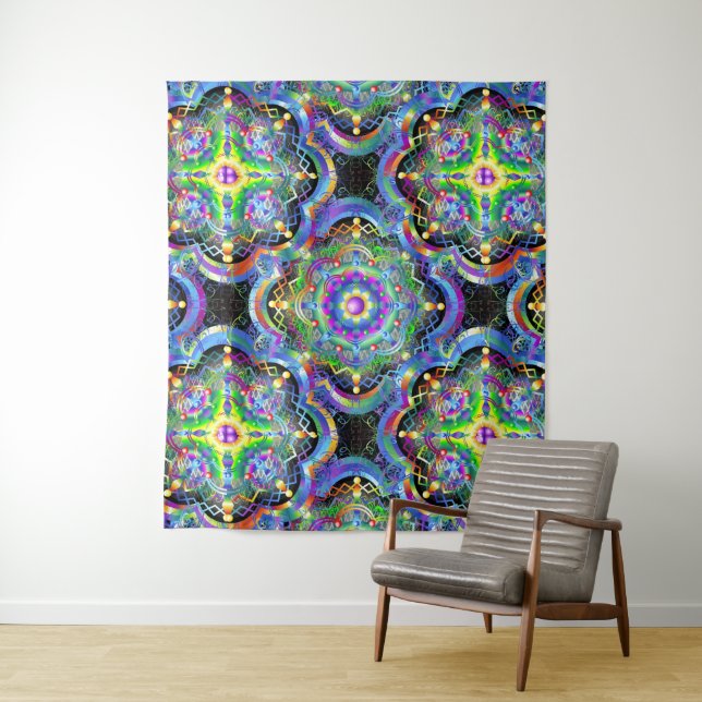 Mandala Universe Psychedelic Colors Wandteppich (Beispiel)