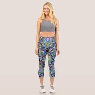 Mandala-Universum psychedelische Farben Capri Leggings