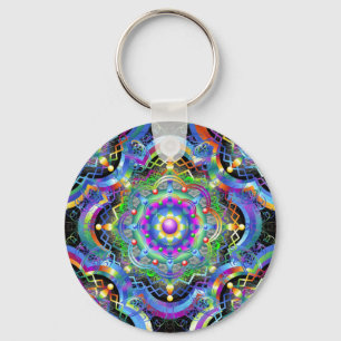 Mandala-Universum psychedelische Farben Schlüsselanhänger