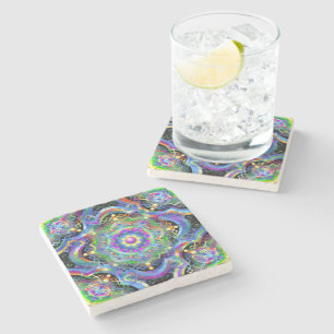 Mandala-Universum psychedelische Farben Steinuntersetzer