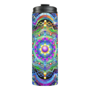 Mandala-Universum psychedelische Farben Thermosbecher