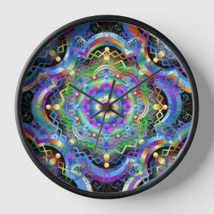 Mandala Universum psychedelische Farben Uhr