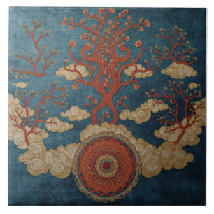 Mandala unter den Wolkenbäumen Fliese