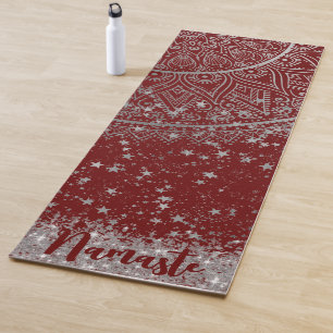 Mandala verzaubern mit Silberstern auf Rot Yogamatte
