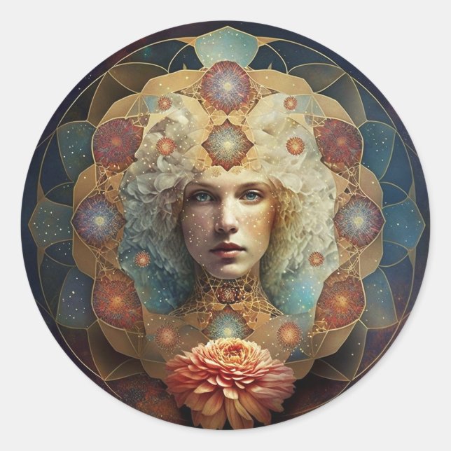 Mandala Visionäre Kunst leben Runder Aufkleber (Vorderseite)