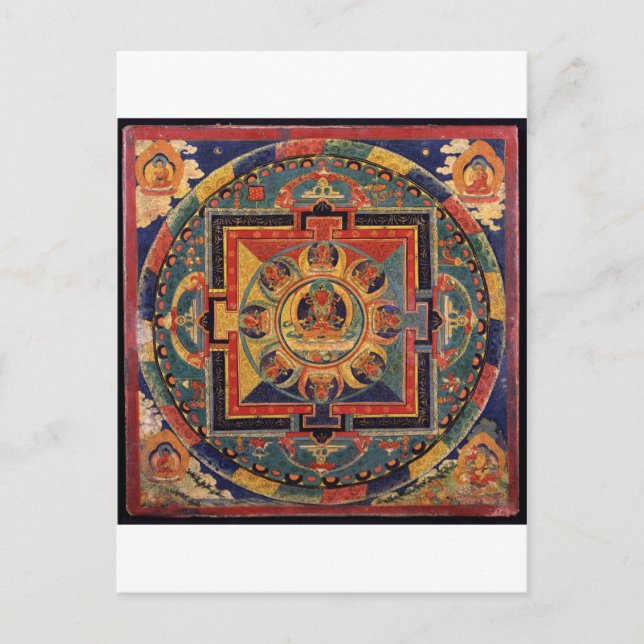 Mandala von Amitayus. Tibetische Schule des 19. Ja Postkarte (Vorderseite)