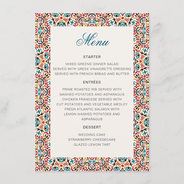 Mandala Wedding Menükarte (Vorderseite)