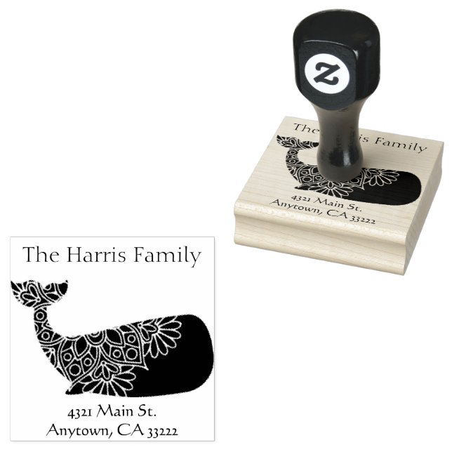 Mandala Whale Silhouette Personalisiert Gummistempel (Stempel)