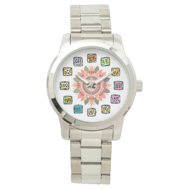Mandala Whimsical Clockface Women's Watch Armbanduhr (Vorderseite)