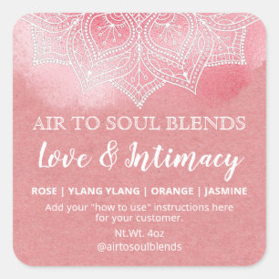 Mandala White Pink Liebe & Intimität Blend Labels Quadratischer Aufkleber