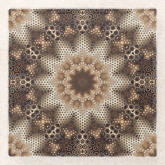 Mandala with Hexagonal Elements Glasuntersetzer (Vorderseite)