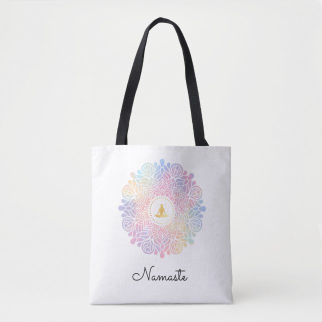 *~* Mandala Women Mediation Energy Pastel Rainbow Tasche (Vorderseite)