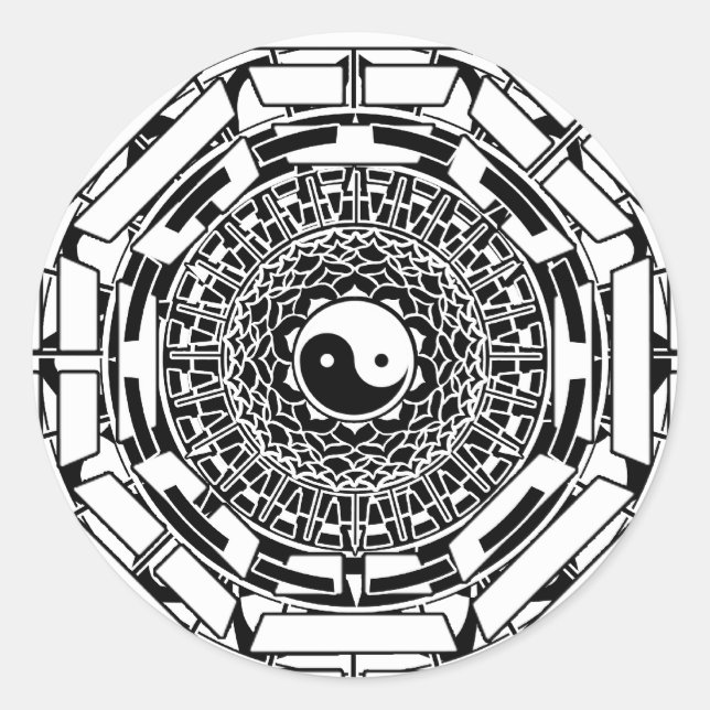 Mandala Yin Yang (weiß) Aufkleber (Vorderseite)