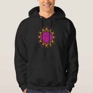 Mandala-Yoga-Blütenblüte Heilige Geometrie Farbe Hoodie