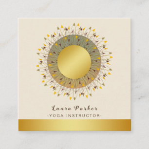 Mandala Yoga Instructor Classic Lotus Floral Gold Quadratische Visitenkarte