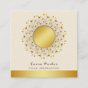 Mandala-Yoga-Lehrer Classic Lotus Floral Gold Quadratische Visitenkarte