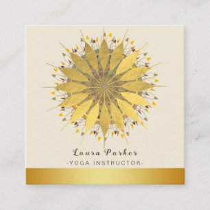 Mandala-Yoga-Lehrer Classic Lotus Floral Gold Quadratische Visitenkarte