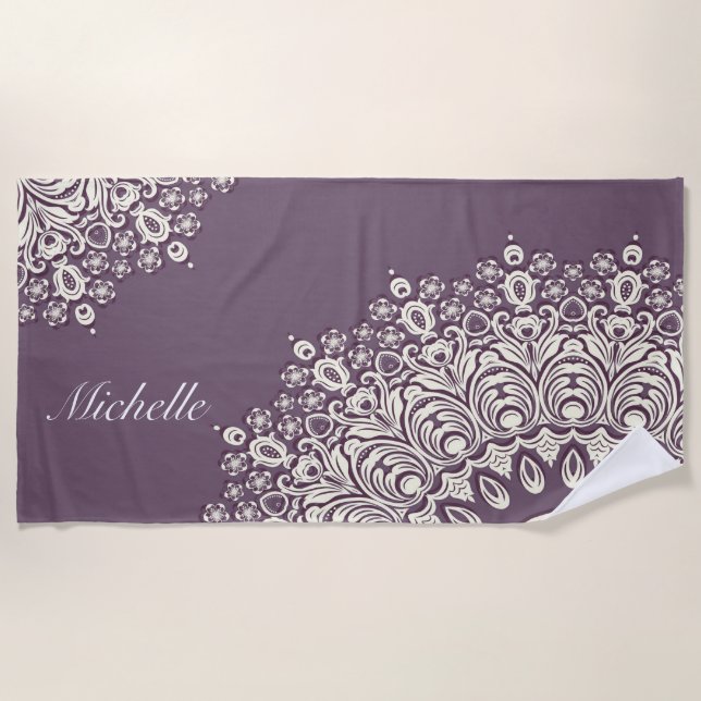 Mandala Yoga Mat mit Namen, personalisierbar, benu Strandtuch (Vorderseite)