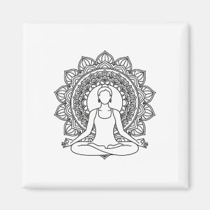 Mandala-Yoga-Meditationspose-Achtsamkeitsdesign Magnet