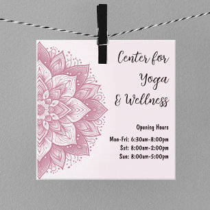 Mandala Yoga Studio Girly Pink Blush Pastellfarben Quadratische Visitenkarte