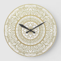 Mandala Zen Wall Clock - Gold & White Spiritual De