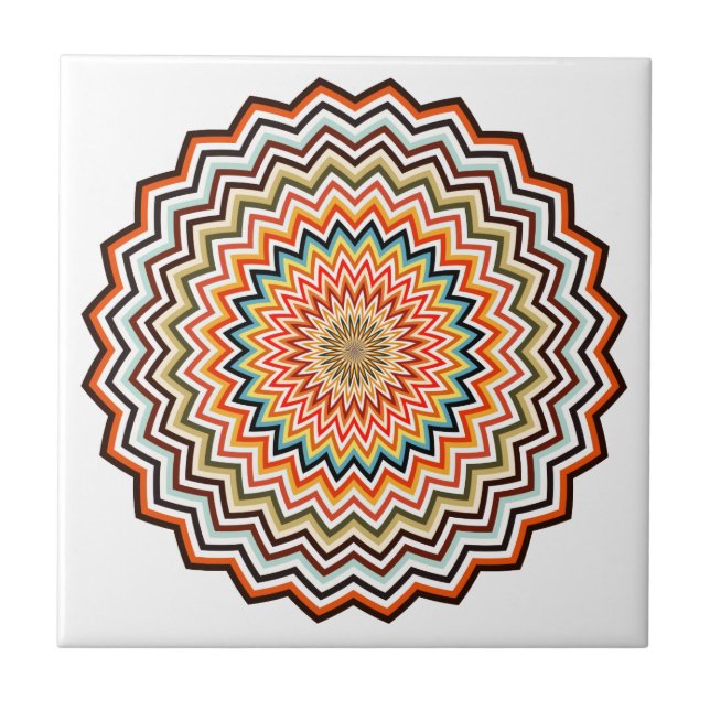 Mandala Zigzag Muster Fliese (Vorderseite)