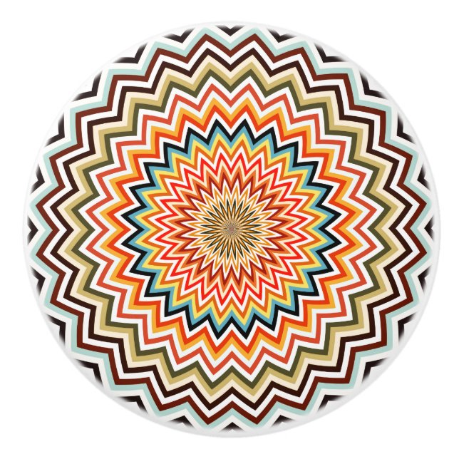 Mandala Zigzag Muster Keramikknauf (Vorderseite)