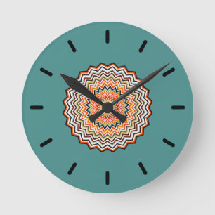 Mandala Zigzag Pattern Runde Wanduhr
