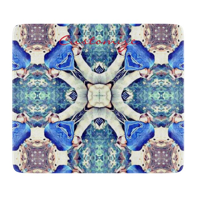 Mandalaherzen blau schneidebrett (Vorderseite)