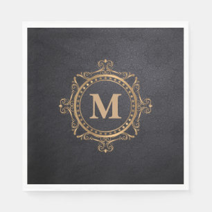 Mandalala-Design aus schwarzem Monogramm Serviette
