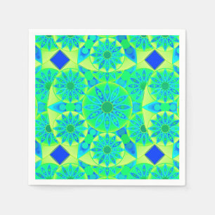 Mandalamuster, Türkis, Blau, Limones Grün Serviette
