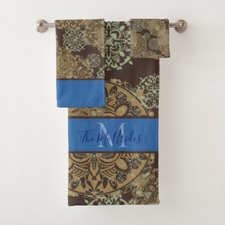 Mandalas Bohèmes Moody Bleu et Brun Monogrammées