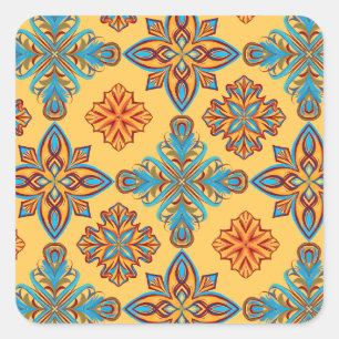 Mandalas in gelber Farbe Quadratischer Aufkleber